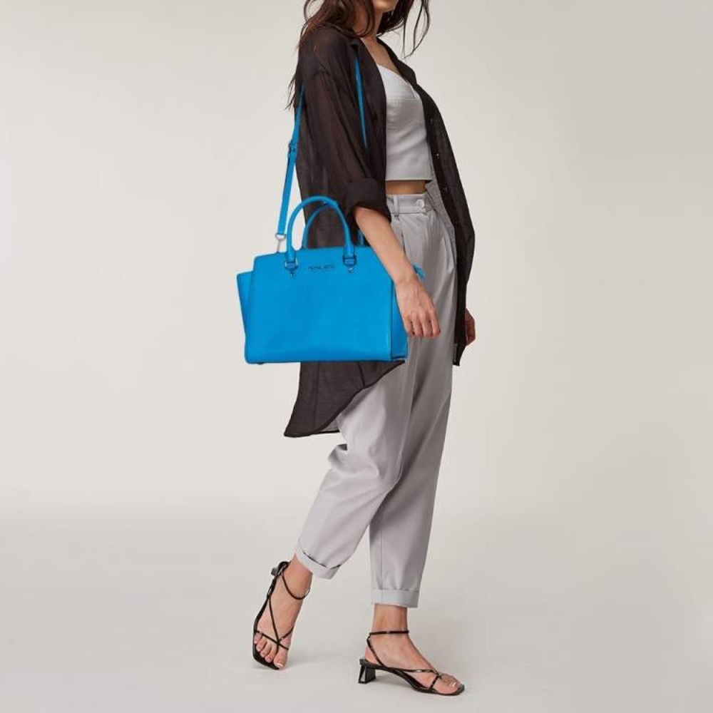 MICHAEL Michael Kors Blue Saffiano Leather Large Selma Tote